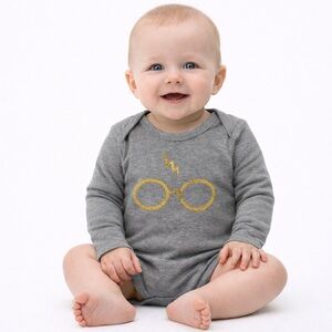 Harry Porter Baby Long Sleeve Bodysuit Onsie Grey 6-12 Month
